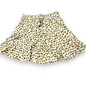 Two Little Sisters Brown and White Animal Print Drawstring Waist Mini Skirt